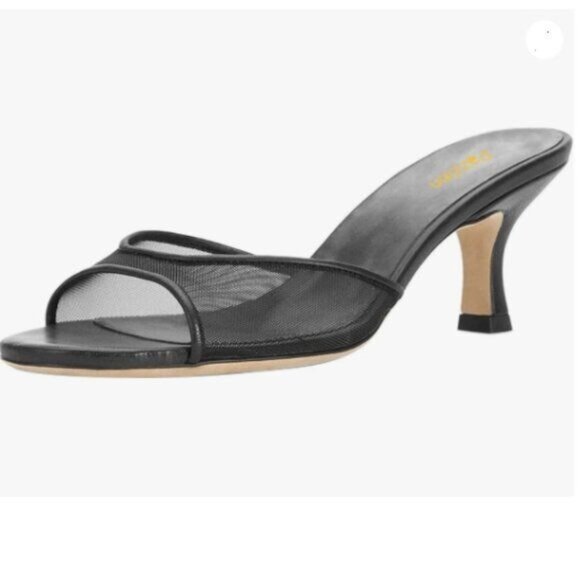 Pazzion Women's Open Toe Mid Low Heel Mules Slip On Kitten Heel Mesh Sandals - Picture 1 of 8